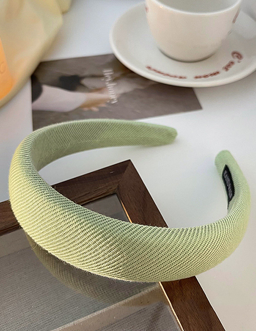 Fashion 1# Green-stripes Fabric Twill Wide-brimmed Sponge Headband