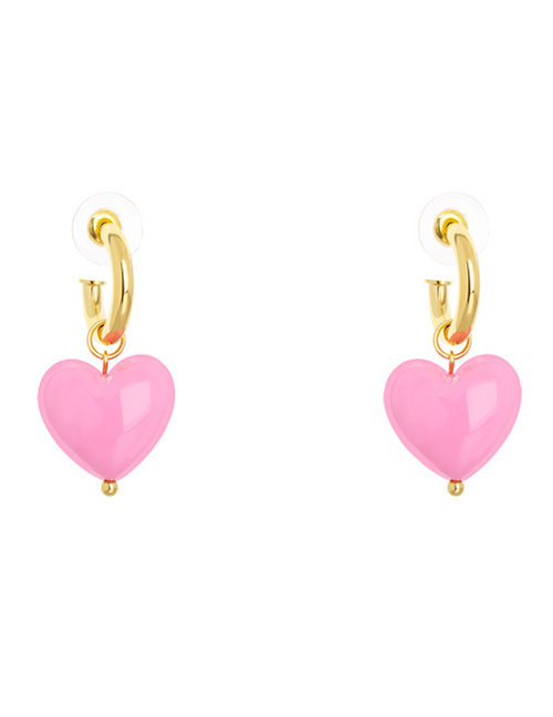 Fashion Gold Resin Heart Geometric Stud Earrings