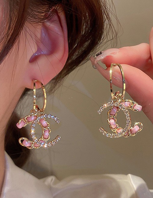 Fashion 6# Letter Resin Diamond Geometric Letter Stud Earrings