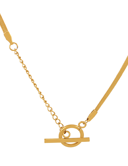 Fashion Gold-2 Titanium Stitched Ot Buckle Necklace