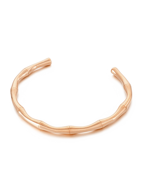 Fashion Rose Gold Titanium Bamboo Open Bracelet