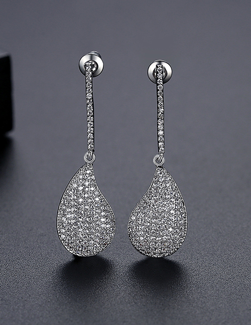 Fashion Silver Color Geometric Zircon Drop Earrings