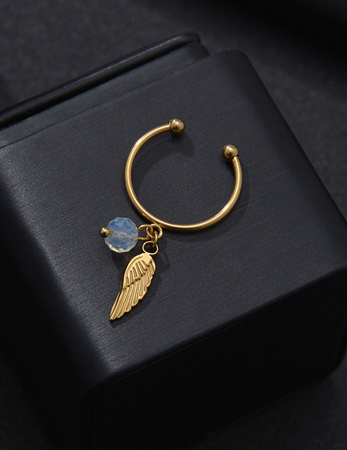 Fashion Gold Coloren-wings Titanium Bead Wing Open Ring