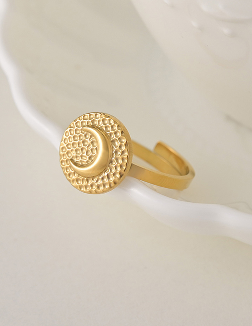 Fashion Gold Color Titanium Moon Open Ring