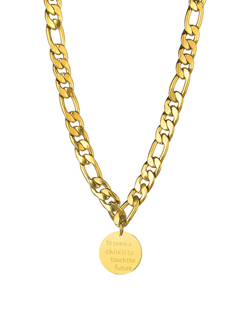 Fashion Gold Color Titanium Alphabet Medal Necklace