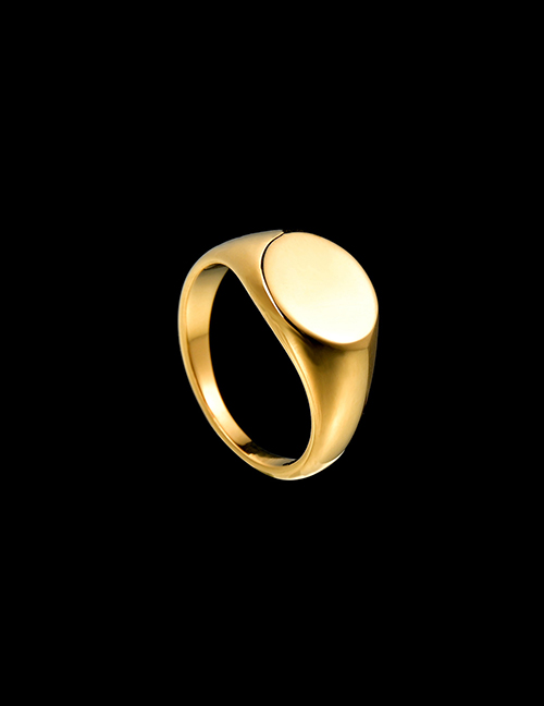 Fashion 7# Titanium Round Face Geometric Ring
