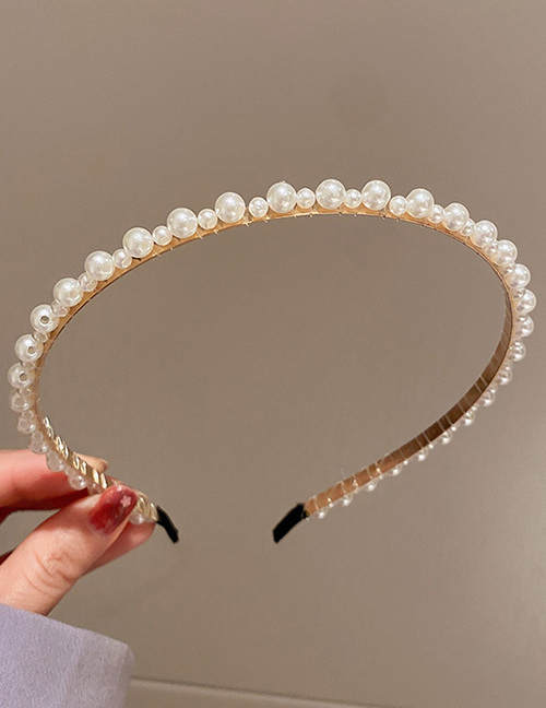 Fashion 3# White-size Pearls Pearl Braided Headband