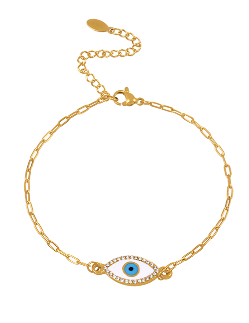 Fashion Gold-2 Titanium Steel Zirconium Oil Drop Eye Pendant Bracelet