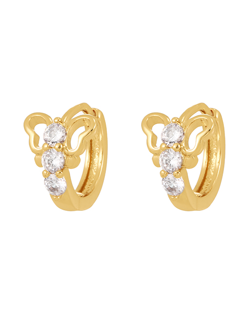 Fashion Gold Bronze Zirconium Butterfly Earrings
