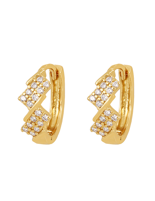 Fashion Gold-2 Brass Inset Zirconium Geometric Earrings