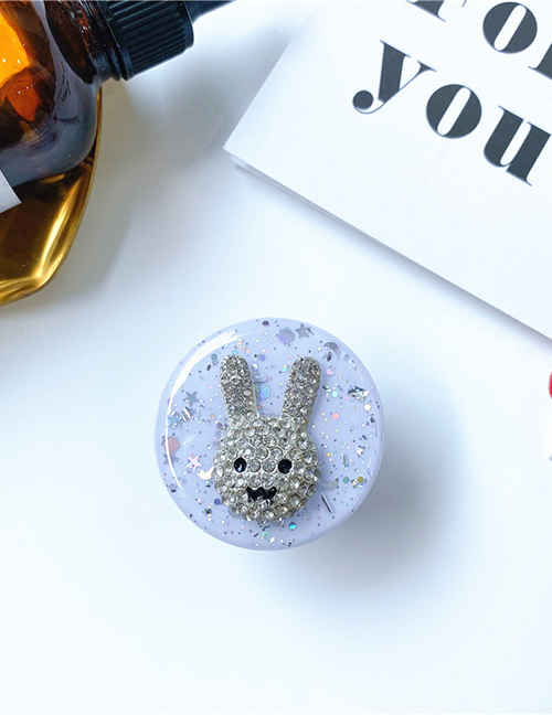 Fashion Round Face Rabbit Acrylic Starry Glue Rabbit Cell Phone Airbag Holder