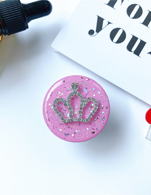 Fashion Starry Bracket - Pink - Small Crown Acrylic Starry Epoxy Crown Cell Phone Airbag Holder