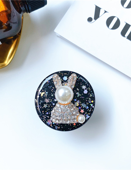Fashion Starry Bracket - Black - Pearl Rabbit Acrylic Starry Glue Rabbit Cell Phone Airbag Holder