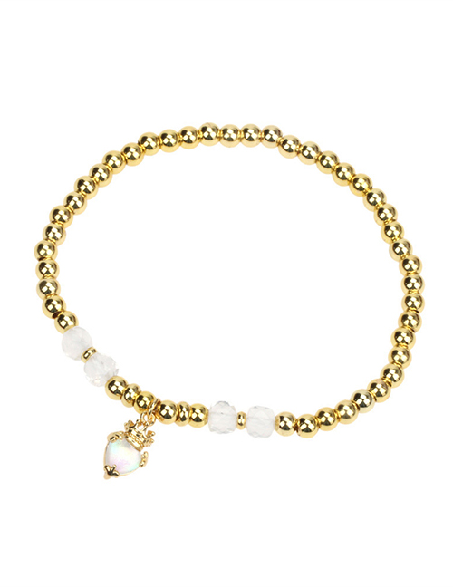 Fashion D Gold Plated Copper Beaded Crystal Heart Bracelet