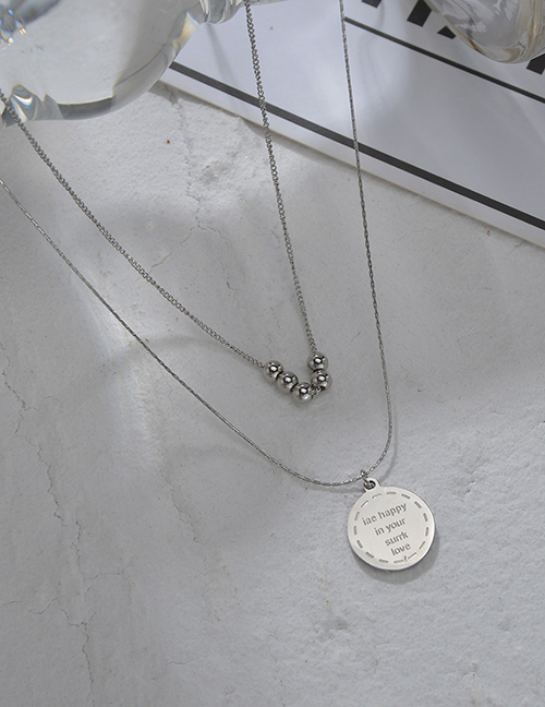 Fashion Steel Color Titanium Alphabet Medal Necklace