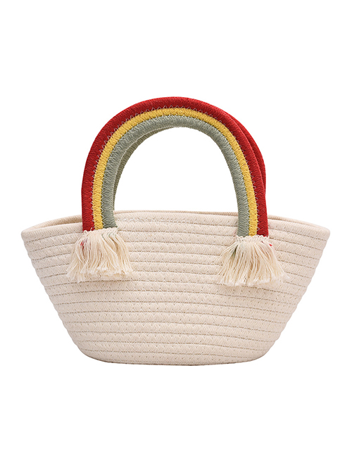 Fashion White Cotton Woven Portable Vegetable Basket Bag