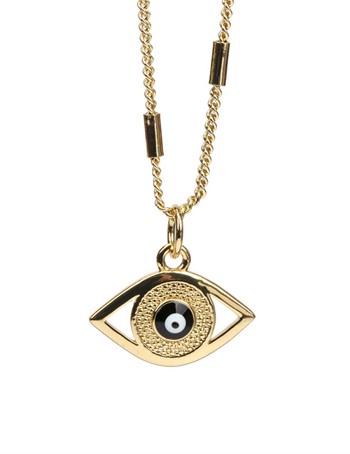 Fashion E Black Demon Eye Copper Gold Plated Oil Eye Necklace