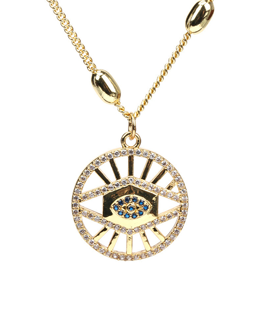 Fashion Devil's Eye Bronze Diamond Eye Circle Necklace