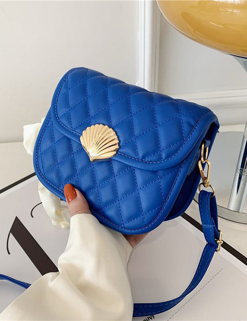 Fashion Kalein Blue Pu Diamond Lock Flap Crossbody Bag