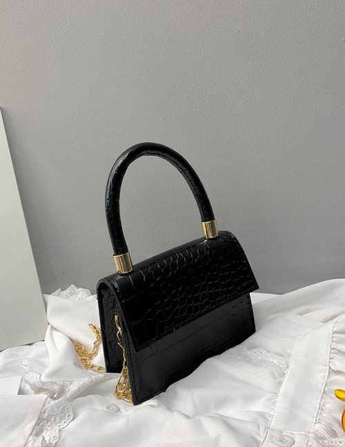 Fashion Black Pu Crocodile Pattern Handbag
