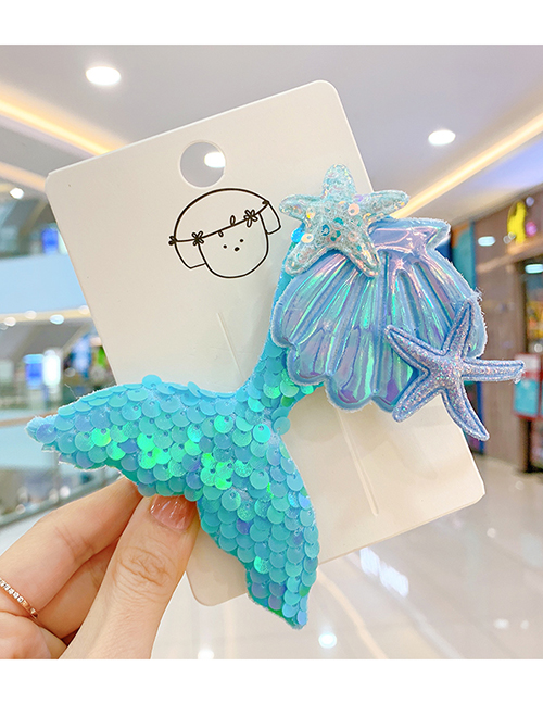 Fashion Hairpin Laser Blue Tail Laser Sequined Fishtail Starfish Shell Hair Clip