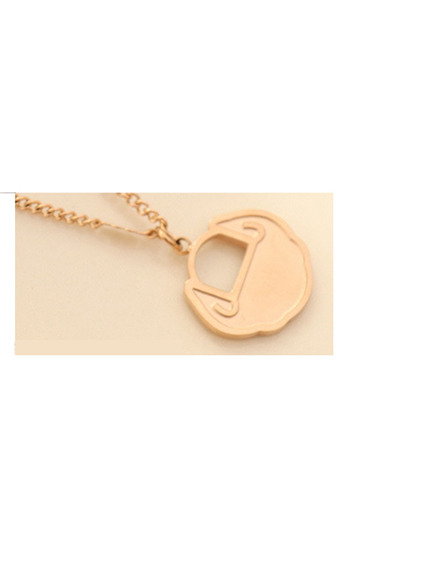 Fashion Rose Gold Titanium Steel Gold Plated Lucky Lock Necklace