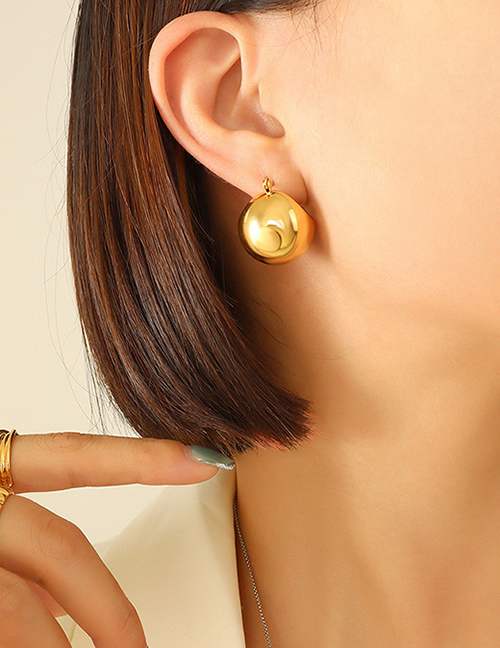 Fashion Gold Titanium Steel Gold Plated Ball Stud Earrings