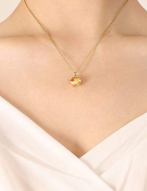 Fashion Golden Pig Necklace-40+5cm Titanium Steel Gold Plated Pig Necklace