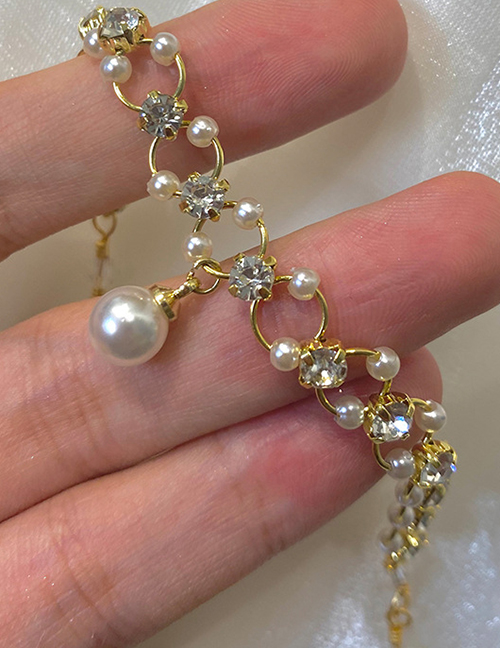 Fashion Gold Color Geometric Diamond Pearl Bracelet