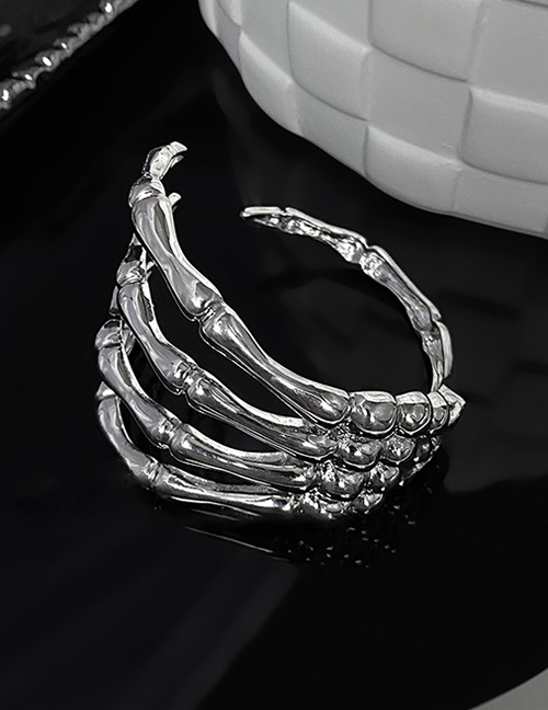 Fashion Silver Color Alloy Geometric Skull Hand Open Bracelet
