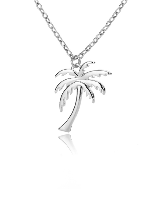 Fashion Silver Color Titanium Steel Coconut Tree Necklace
