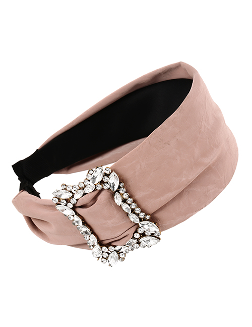 Fashion Leather Pink Pu Alloy Rhinestone Square Headband