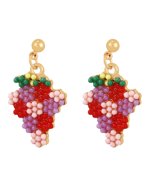 Fashion Color Alloy Rice Bead Grape Stud Earrings