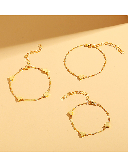 Fashion A Set Of Three Pure Copper Heart Chain Bracelet Set