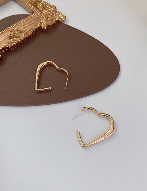 Fashion Gold Color Alloy Hollow Heart Stud Earrings
