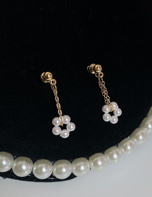 Fashion Gold Color Alloy Pearl Flower Earrings