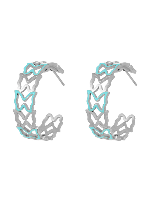 Fashion Silver Titanium Cutout Butterfly Earrings