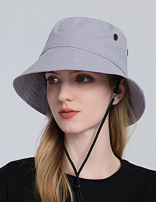 Fashion Light Grey Nylon Big Brim Bucket Hat