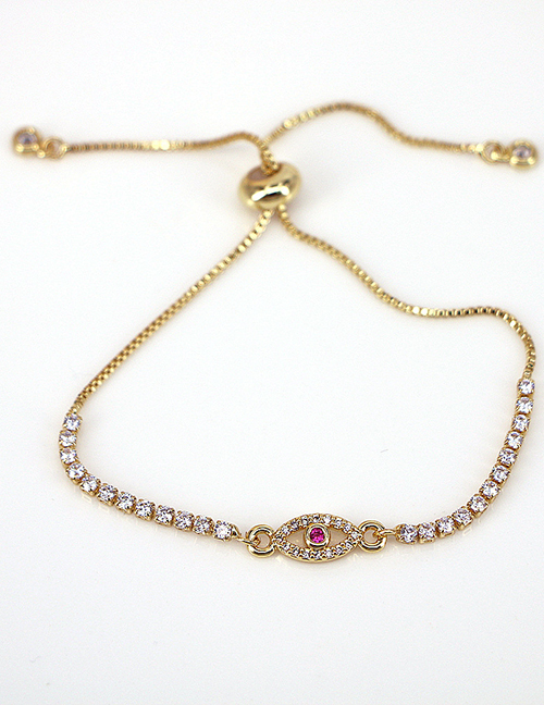 Fashion Rose Red Brass Diamond Claw Chain Eye Pull Bracelet