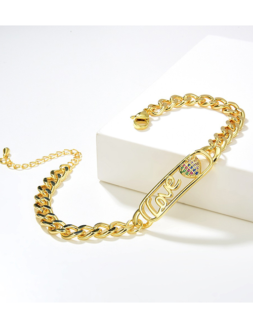 Fashion 3# Bronze Zirconium Alphabet Chain Bracelet