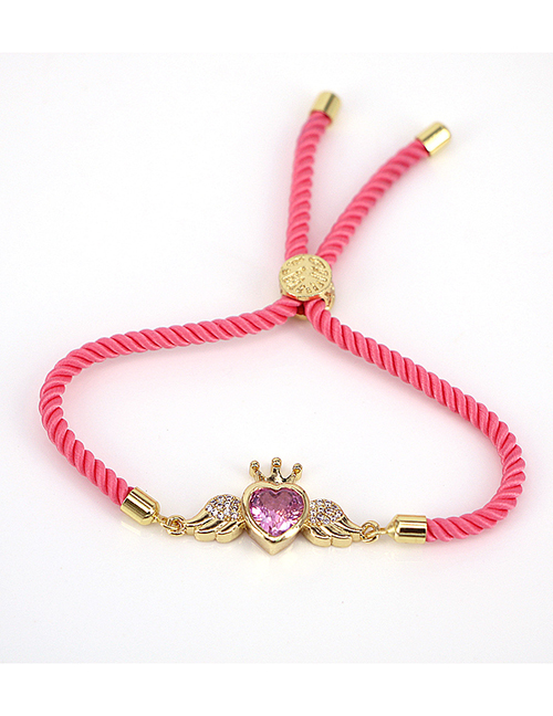 Fashion Pink Bronze Zirconium Crown Heart Heart Bracelet