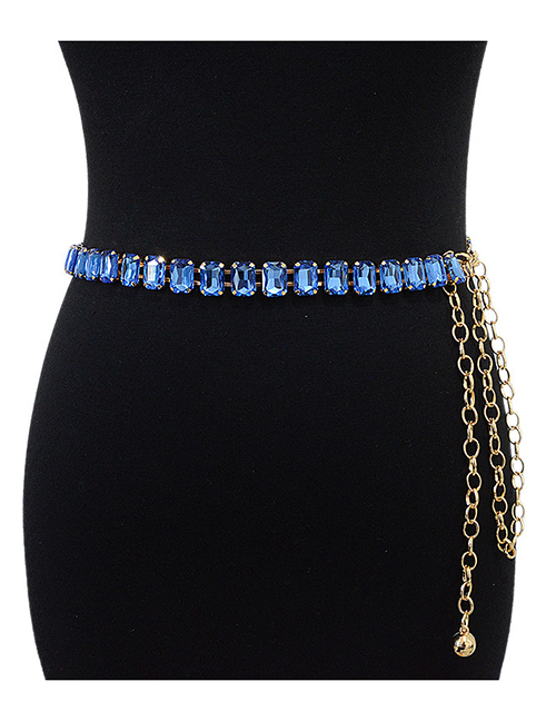 Fashion Blue Alloy Diamond Geometric Chain Waist Chain