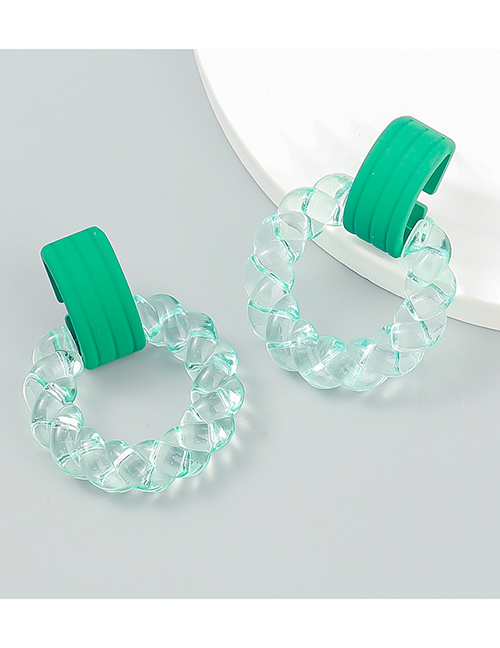 Fashion Green Resin Geometric Plate Stud Earrings