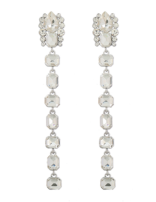 Fashion Silver Color Alloy Geometric Diamond Earrings
