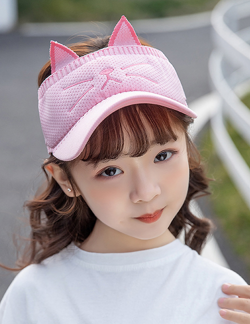 Fashion Cat Pink Polyester Cat Cartoon Embroidery Top Hat