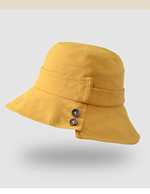 Fashion Turmeric Bucket Hat With Cotton Buttons