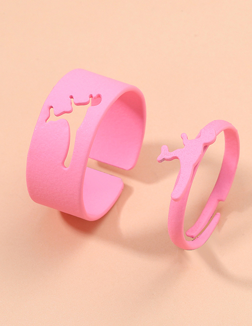 Fashion Pink Metal Painted Dinosaur Open Ring Set