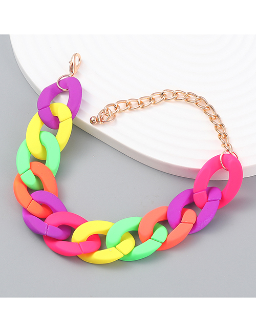 Fashion Color Resin Geometric Chain Bracelet