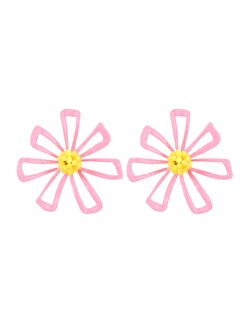 Fashion Pink Alloy Paint Flower Stud Earrings