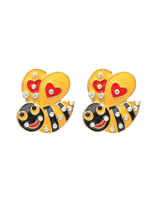 Fashion Mixed Color Alloy Drop Oil Bee Stud Earrings